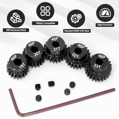 OGRC 48DP 19T 20T 21T 22T 23T Pinion Gear 3.175(1/8-Inch) Pinion Motor Gear - size: 19T 20T 21T 22T 23T
