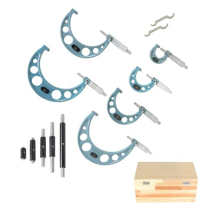 WFLNHB 6 Pcs 0-6" Outside Micrometer 0.0001" Carbide Standards Micrometers for Accuracy Measurement Work - size: 0-6 inch