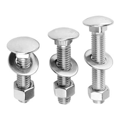 1/2-13 x 3 Stainless Steel Carriage Bolts and Nuts with Flat Washers Kit, Round Head Square Neck Screws UNC Coarse Thread, 4 Sets Silver - color: Silver, size: 1/2-13 x 3" (4 Sets)