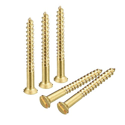 uxcell Brass Wood Screws, 30Pcs M2 x 20mm Slotted Drive Flat Head Self Tapping Screw Countersunk for Woodworking Furniture - size: M2 x 20mm
