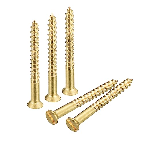 uxcell Brass Wood Screws, 30Pcs M2 x 20mm Slotted Drive Flat Head Self Tapping Screw Countersunk for Woodworking Furniture - size: M2 x 20mm