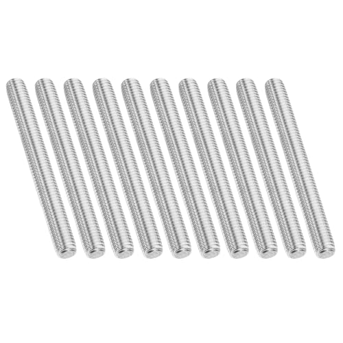 PATIKIL 1/2"-13 UNC 304 Stainless Steel Fully Threaded Rod, 10Pcs 3.9" Length Long Threaded Screw Right Hand Threads All Threaded Rod Studs for Anchoring Bolt, Clamps, Hangers and U-Bolts - size: 1/2"-13 x 3.9"