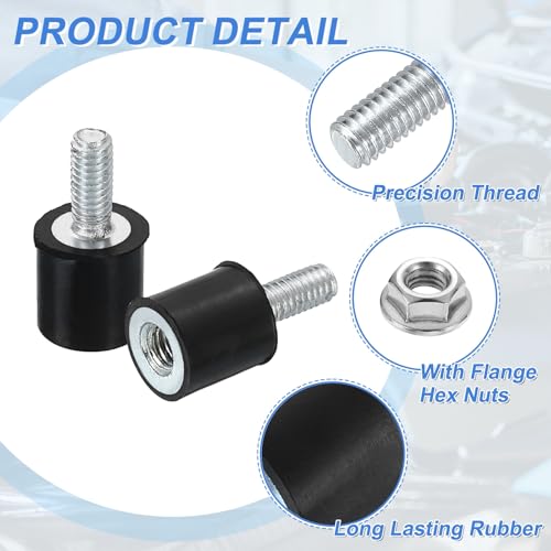 uxcell M4 Rubber Mounts, 1Pcs 10x10mm(DxH) Rubber Cylindrical Anti Vibration Isolator Shock Absorber with Lock Nut for Car Bobbin Generator Air Compressors - size: M4x10mm, 10x10mm Rubber