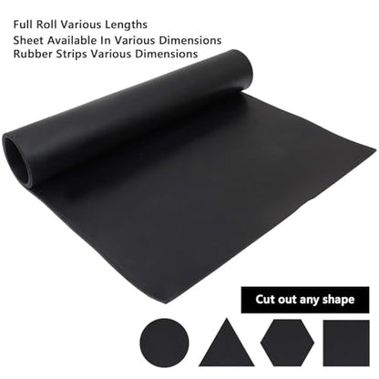 Neoprene Rubber Sheet 1/16" Thick x 16" Wide x 118" Long, Solid Rubber Sheets, Rolls & Strips for Gaskets Material, Pads, Crafts, Weather Stripping, Flooring, Black - size: 1/16" T x 16" W x 118" L
