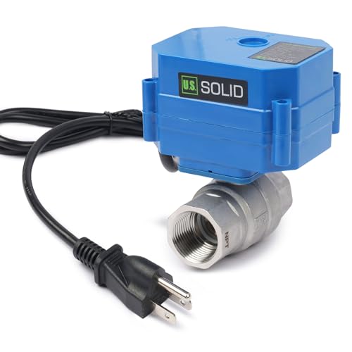 U.S. Solid 3/4" NPT 2-Way Motorized Ball Valve with US Plug 110VAC 304 NSF Certified 304SS Electrical Ball Valve, Auto Return, Normally Closed, IP65, NSF Certified - size: 3/4 inch, style: Stainless Steel(IP 65)