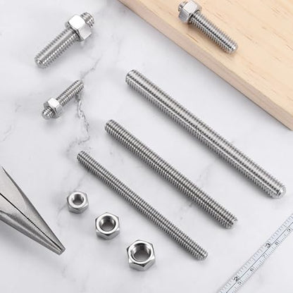 uxcell 3/8"-16 Fully All Threaded Rod, 2 Pcs 304 Stainless Steel Long Threaded Screw 4" Length Right Hand Threads for Furniture Mounting Assembly Fastening - size: 4"