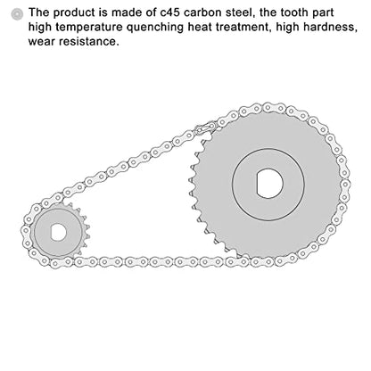 uxcell 20 Tooth Roller Sprocket B Type, #25 Chain Single Strand 1/4" Pitch, 8 x 7mm Bore Black Oxide C45 Carbon Steel with Set Screws for ISO 04C Chain