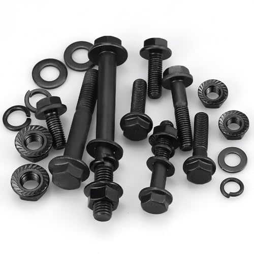 15 Sets M6-1.0 x 30mm Flange Hex Bolt with Flange Nuts and Flat & Lock Washers Assortment Set, 10.9 Grade Alloy Steel, Serrated, for Automotive Repair & Machinery Projects, Glvaner - size: M6-1.0 x 30mm