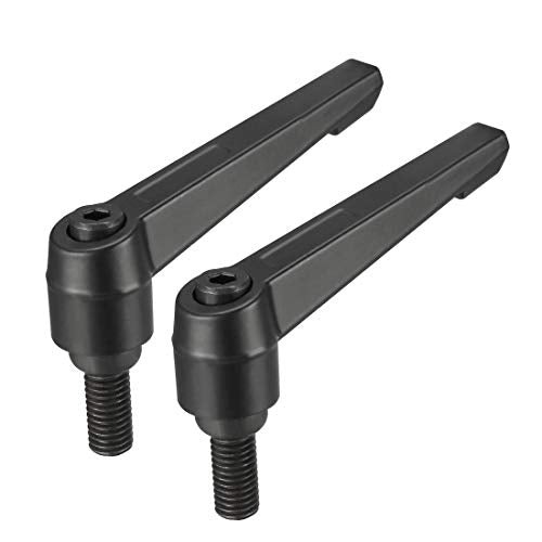 uxcell 2pcs Adjustable Clamping Lever Handle M10 x 20mm Metric Black Oxide Carbon Steel Male Threaded Stud Hand Knobs Rotating Screw Handles Bolts with Locking Lever Black - size: M10 x 20mm