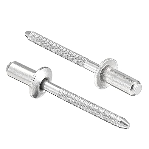 uxcell Blind Rivets, 304 Stainless Steel Pull Rivets Core Decoration Rivets 4.8mm Diameter 11mm Grip Length Close End Silver Tone, 50pcs - size: 4.8mm x 11mm