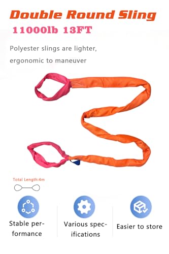 11,000 LBS Lifting Sling, 13 FT Eye & Eye Round Sling - size: 11,000lb-13ft