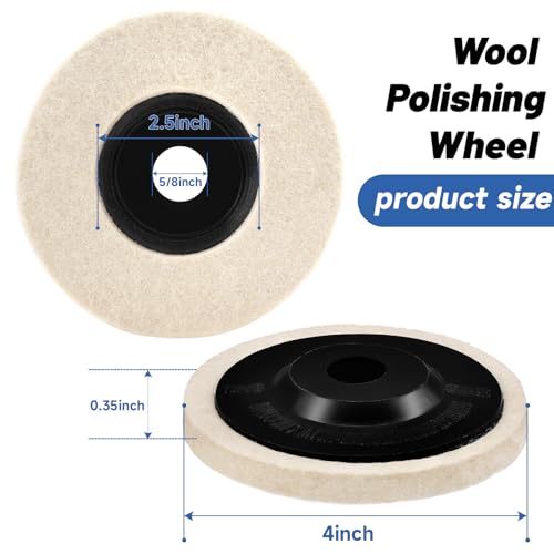 5Pcs 4 Inch Wool Felt Buffing Wheel 5/8" Arbor Angle Grinder Polishing Disc - style: Premium Wool 5Pcs