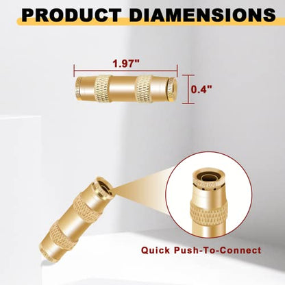 Siptenk 1/4 Air Line Quick Connect Fittings 5PCS, DOT Brass Straight Union 1/4" OD Tube Air Brake Line Push to Connect Fittings for Truck Trailers Industry Air System - color: 1/4" OD Tube - 5pcs