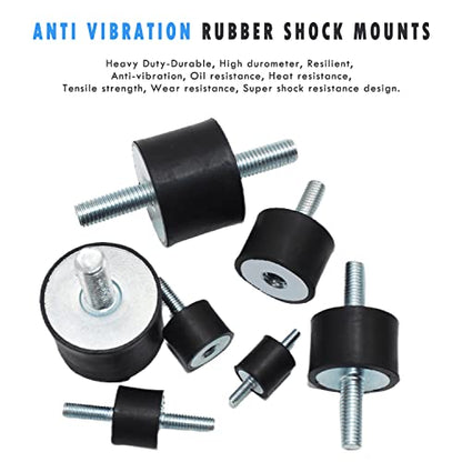 M6 Rubber Isolator Mounts Shock Absorber with LockNuts - size: VD-M6x18-20x15