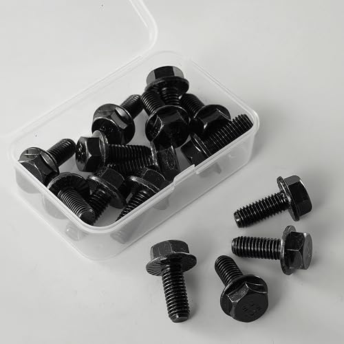 M8 x 20mm Flanged Hex Head Bolts Flange Hexagon Screws, M8x1.25 Bolt,10.9 Grade Alloy Steel, Hexagon Head Bolts, Black Zinc Finish, Full Thread,Quantity 15 - size: M8 x 20mm(15PCS)
