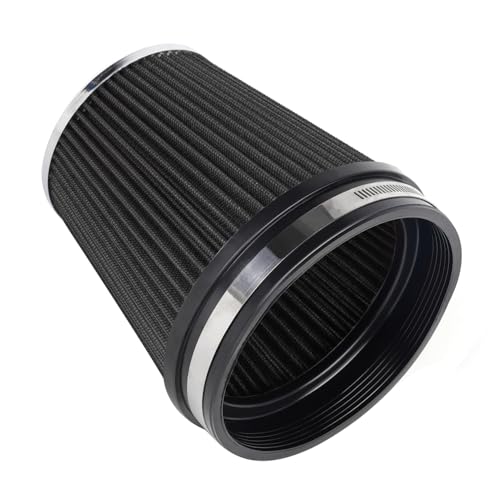 6" 152 mm High Flow Inlet Air Filter, Air Intake Cone Filter Replacement Performance Washable Clamp-On Dry, 6'' Tall(Black) - color: 6'' Tall-Black