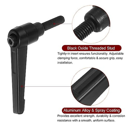 HARFINGTON 8pcs Adjustable Clamping Lever Handles M6 x 16mm Male Thread Bolt Knobs Rotating Screw Locking Quick Release Ratchet Push Button Handle, Black - size: M6 x 16mm