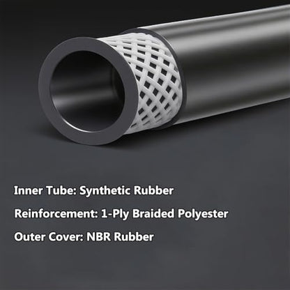 3/8 Fuel Line Hose J1532 Transmission Oil Cooler Hose 300PSI Push Lock with Clamps 20FT - size: 3/8 20FT with Clamps