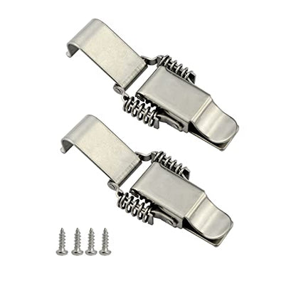 NRC&XRC Stainless Steel All in one Double Spring Locking Latch hasps Chest Toggle Catch Clasp Furniture Hardware Accessories w/Screws (2, L), DK 7789L-2 - size: Large