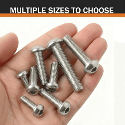 M4 x 16mm (50 Pack) Button Head Socket Cap Screws, 304 Stainless Steel 18-8, Bright Finish, Fully Machine Thread