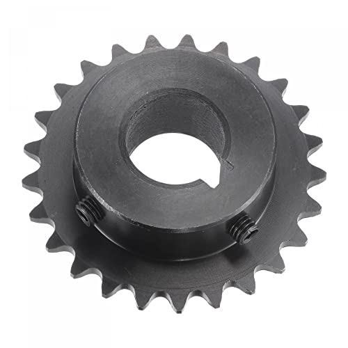 uxcell 25 Tooth Roller Sprocket B Type, #25 Chain, Single Strand 1/4" Pitch, 17mm Bore Black Oxide C45 Carbon Steel, Keyway with Set Screws for ISO 04C - size: 17mm