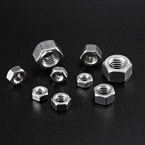 5/16-18 Hex Nuts 100Pcs 304 Stainless Steel 18-8, Full Thread, Hex Drive, Bright Finish by SG TZH - size: 5/16-18