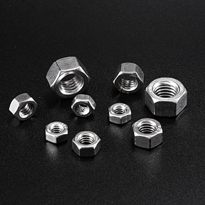 5/16-18 Hex Nuts 100Pcs 304 Stainless Steel 18-8, Full Thread, Hex Drive, Bright Finish by SG TZH - size: 5/16-18