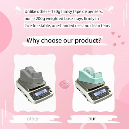 Tape Dispenser Desk,Desktop Tape Dispenser, Tape Dispenser with Weighted Non-Skid Base, Includes 6 Rolls Transparent Tape (0.71" x 1000"),Heavy Duty Tape Holder for Office, Home, School(Green) - color: Green