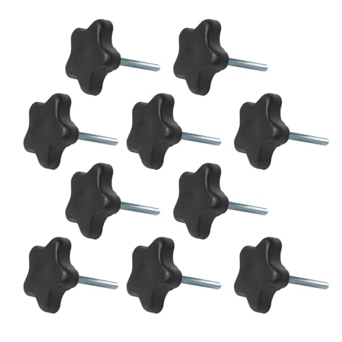 POWERTEC 10 Pack 1/4"-20 5 Star Knobs with 2" Threaded Stud, Thumb Screw Knobs with bolts for Lawn Mower, Umbrella Base, Woodworking Tools & Jigs, Clamps (QNB3010-P2) - style: 1/4", 5-Star, 2" Stud