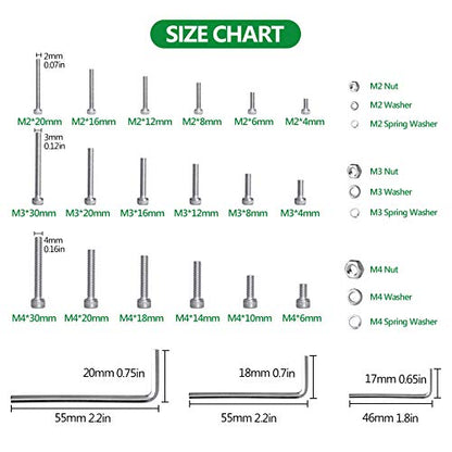 1440PCS Metric Screw Aassortment Kit, 304 Stainless Steel M2 M3 M4 Bolts - size: SS M2 M3 M4 1440pcs 3
