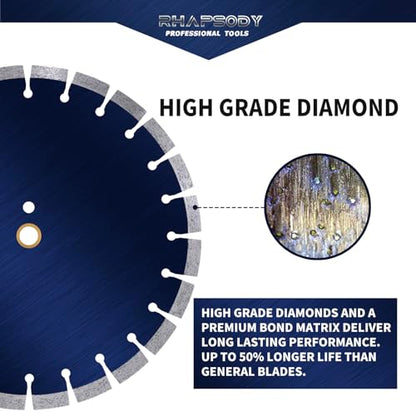 RHAPSODY 14Inch Diamond Concrete Saw Blade 2Pcs,Segmented General Purpose - color: Segmented Blade, size: 14Inch