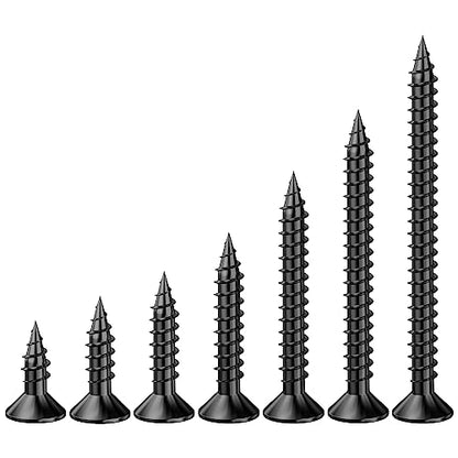 Wensilon (1000Pcs) #4x5/8 Black Wood Screw Quick Metal Self Tapping Flat Head - color: Black, size: #4x5/8
