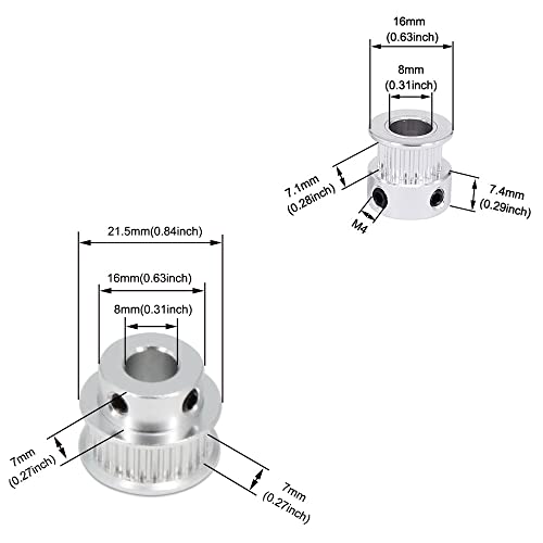 2Kit 2GT Synchronous Wheel 20&30 Teeth 8mm Bore Aluminum Timing Pulley with 2pcs Length 200mm Width 6mm Belt (20-30T-8B-6) - size: 20-30T-8B-6