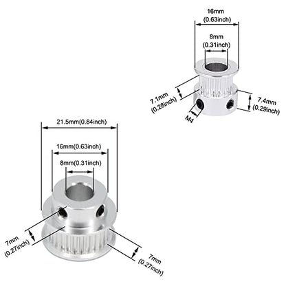 2Kit 2GT Synchronous Wheel 20&30 Teeth 8mm Bore Aluminum Timing Pulley with 2pcs Length 200mm Width 6mm Belt (20-30T-8B-6) - size: 20-30T-8B-6