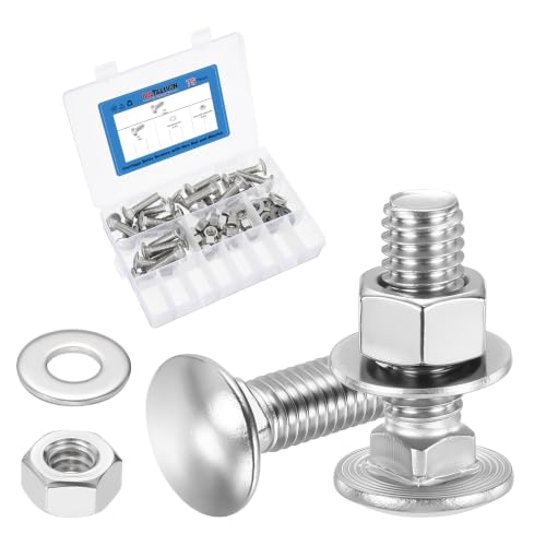 25Set 3/8"-16x1-1/2 Carriage Bolt 304SS - color: Silver, size: 3/8"-16x1-1/2