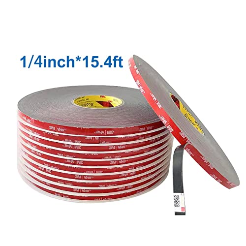 LONSHI Double Sided Mounting Tape, 5952 Heavy Duty Foam Adhesive 1/4" x15.4 FT for Indoor Outdoor, LED Strip Lights, Automotive Trim & Home Office Décor, Waterproof & Industrial Grade