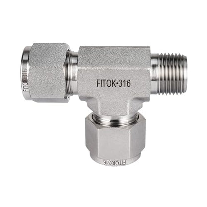 316 Stainless Steel Compression Fitting Male Run Tee 5/8" Tube OD x 1/2" Male NPT x 5/8" Tube OD, SS-TMT-FL10-NS8 - size: 5/8" OD x 1/2" MNPT x 5/8" OD