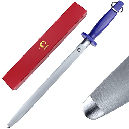 Honing Steel Knife Sharpener Steel Flat 12 IN for Kitchen Knife - color: Blue Flat 12-IN