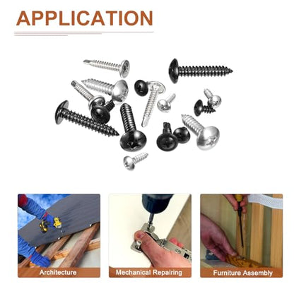 uxcell 50Pcs #8x1/2 Phillips Head Self Tapping Screws, Carbon Steel Flat Head High Strength Quick Tapping Screws Wood Screw for Wood, Metal, Plastic, White - size: #8×1/2, 13mm/0.51", 10.8 x 2.25mm / 0.43" x 0.09