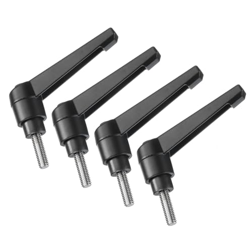 uxcell 4pcs Clamping Lever Handles, M5 x 15mm 304 Stainless Steel Threaded Male Stud, Adjustable Handles Locking Quick Release Ratchet Push Button Bolt Knobs, Black - size: M5 x 15mm