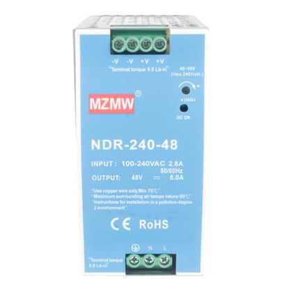 CNCTOPBAOS NDR 240W 48V DC 5A Industrial DIN Rail Switching Power Supply - style: NDR-240-48