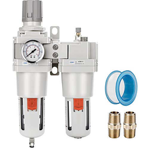NANPU 1" NPT Air Filter Regulator Lubricator Combo, Water Separator - size: 1" NPT, style: Semi-Auto Drain