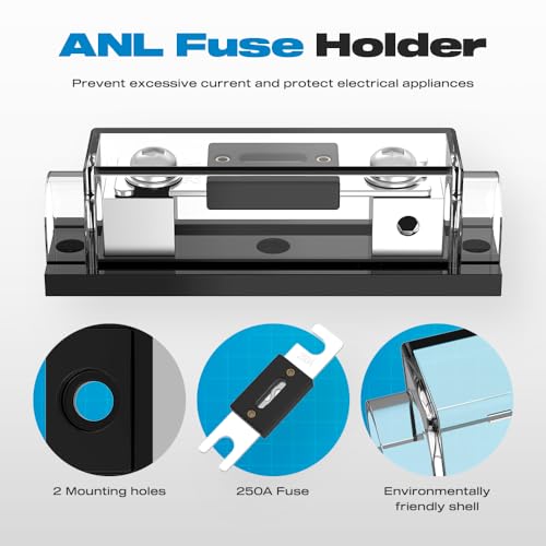 250Amp ANL Fuse Holder with 0/2/4 Gauge AWG Inline Car Audio ANL Fuse Holder widely Used in Cars Trucks Boats