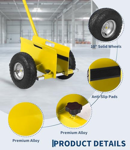 Garvee Panel Dolly with Extended Handle, 660 LBS Capacity, Heavy Duty Drywall Cart with 10" Solid Rubber Wheels, Panel Cart for Sheetrock Plywood & Doors Transport - color: Yellow