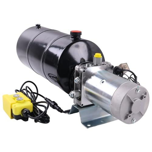 Solarhome 12V DC Single Acting Hydraulic Power Unit 1.6KW 2600PSI 1.1GPM Steel Tank 12 Quart(3 Gal) with Remote Control 8Ft Long Flange with 4 Holes Through SAE 8 Ports