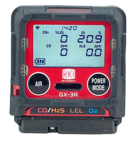 RKI 72-RA-C GX-3R LEL / O2 / H2S / CO with Li-Ion Battery Pack and 100-240 VAC Charger