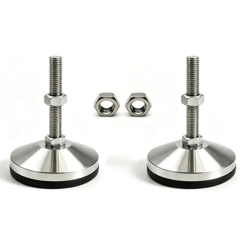 Leveler Feet,2-Pack, Cabinet Leveling Feet Adjustable 3.2" Base,M16 Thread,2000 Lb Capacity Heavy Duty Adjustable Leg Leveler Black Carbon Steel PVC D80xM16x80 - size: D80xM16x80