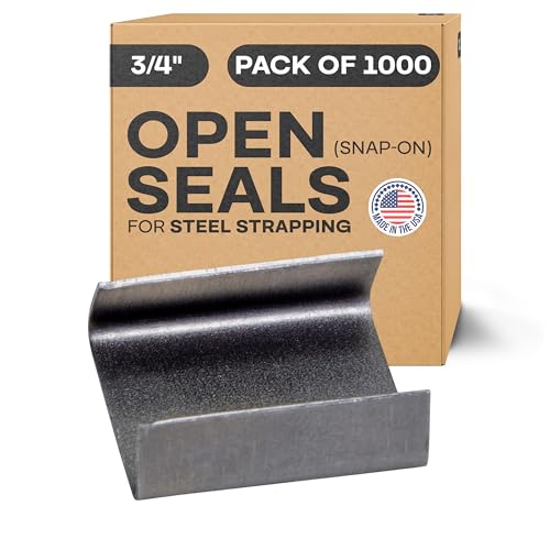 IDL Packaging Open (Snap-On) Seals for 3/4" Strap Width Steel Strapping (Pack of 1000) - Superior Holding Power - Sturdy Metal Clips for Securing Heavy Packaging and Pallet Banding - color: Open (Snap-On), size: 3/4"