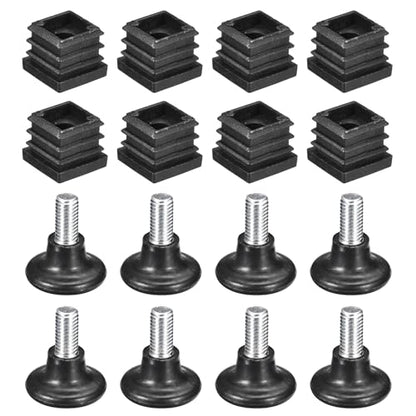 uxcell 8Pcs Inserts for Square Tubes with Leveling Feet, 0.79"x0.79" OD - size: 0.79"x0.79"