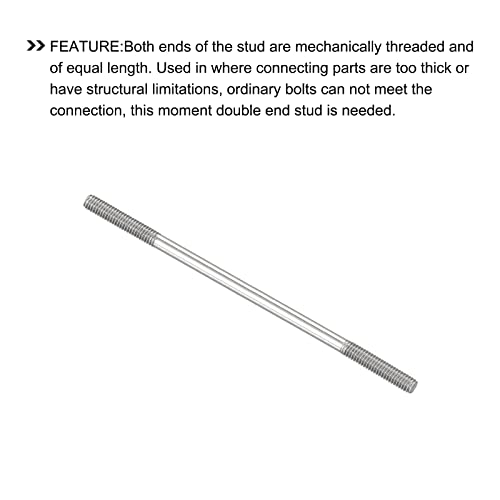 METALLIXITY Double Ended Stud Screws (M4 Thread 80mm Length) 10pcs, 304 Stainless Steel Dual Threaded Rod Bolts - for House Maintenance - size: M4x80mm